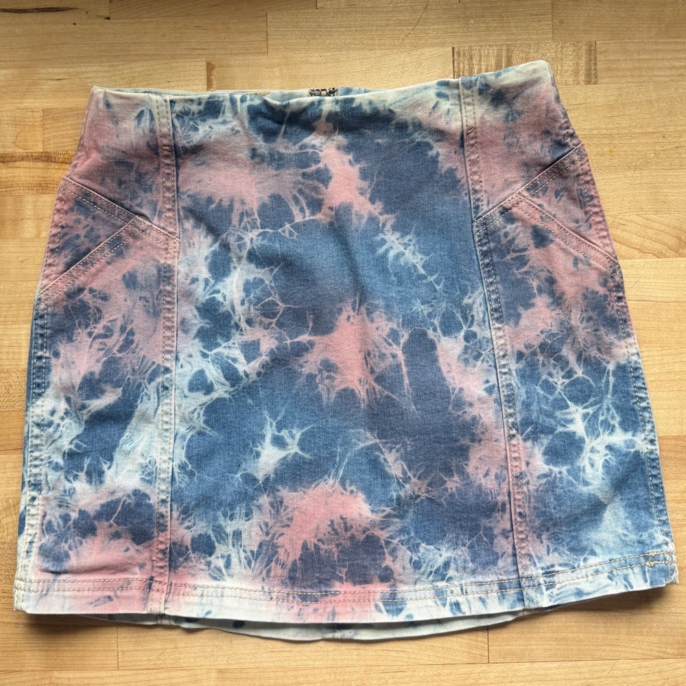 wild fable Blue and Pink Tie-Dye Denim Mini Skirt